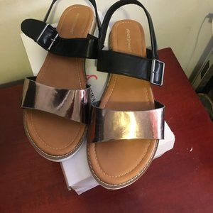 Ashley Stewart Women's Metallic Wide -Width Sandal